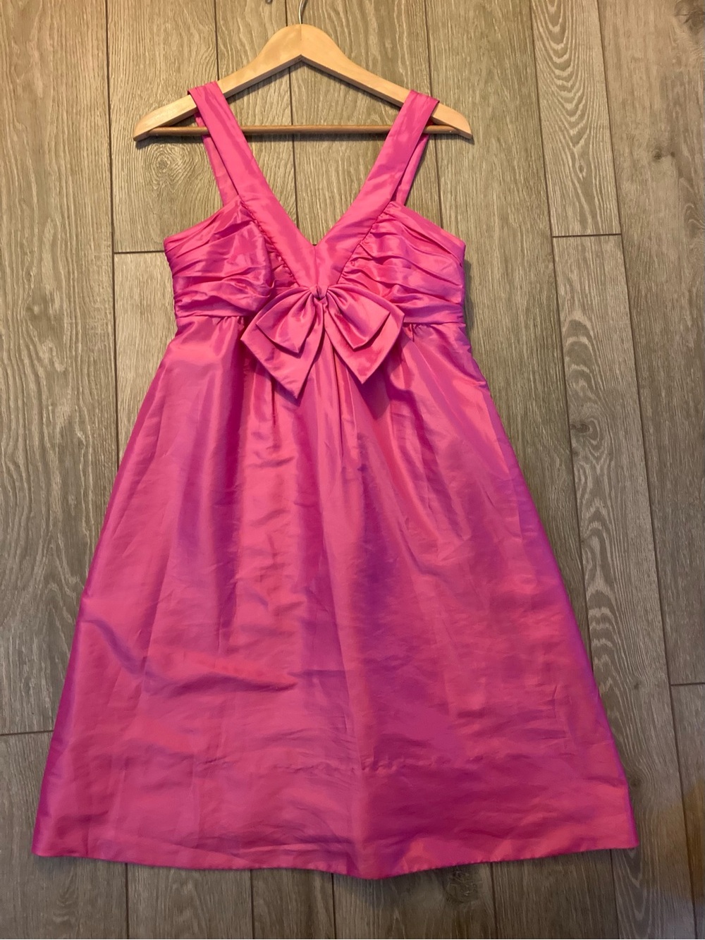 Donna Morgan Hot Pink Midi Dress with Center Bow